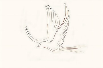 A clean, white background with a single, elegant line drawing of a bird in flight. The simplicity and grace of the lines convey a sense of freedom and peace.