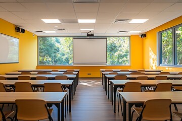 Bright Empty School Classroom