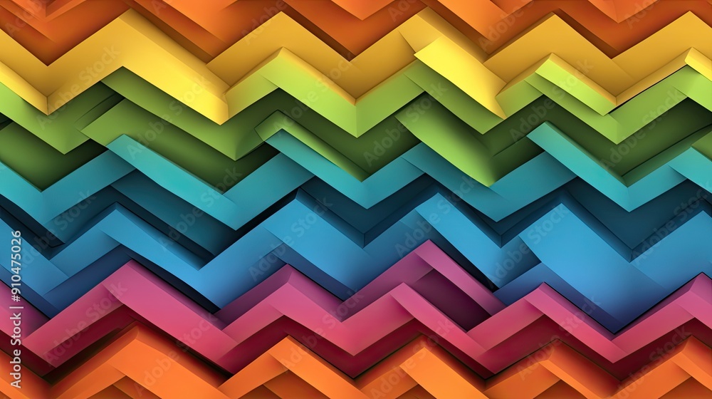 Poster Brightly colored geometric shapes overlap, creating an abstract design filled with vibrant hues and dynamic angles that capture attention SEAMLESS PATTERN