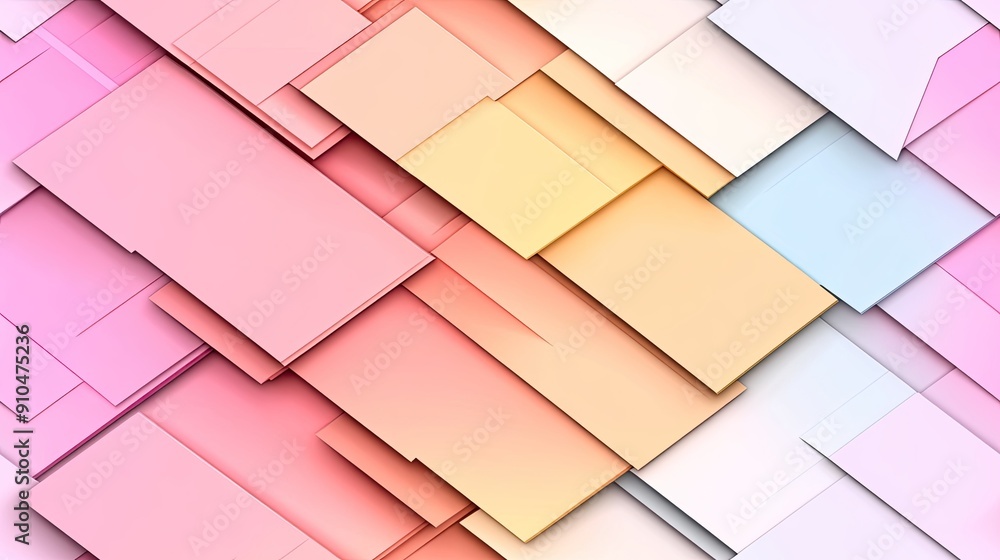 Poster brightly colored geometric shapes overlap, creating an abstract design filled with vibrant hues and 