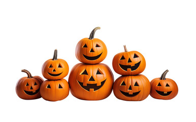 Zucche di halloween sorridenti su sfondo trasparente