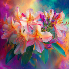 Fototapeta premium Rhododendron art surreal vibrant