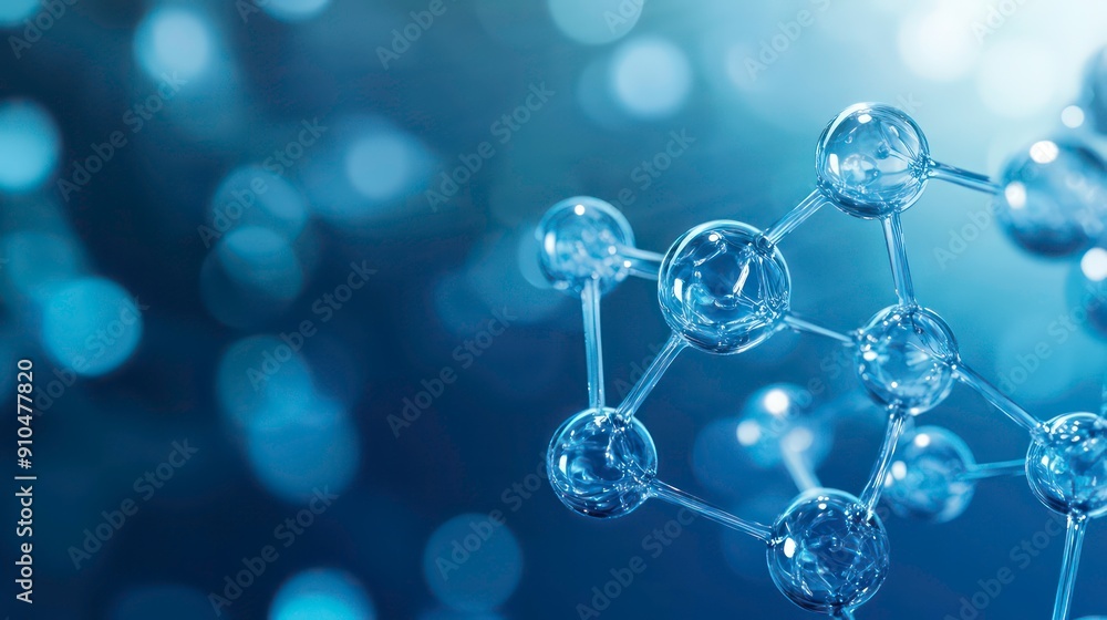 Poster abstract molecule model with blurred background.
