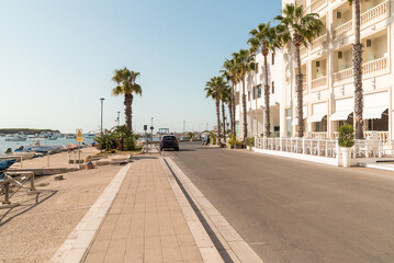 Promenade in Porto Cesareo, seaside resort on the Ionian sea in Puglia, province of Lecce, Puglia