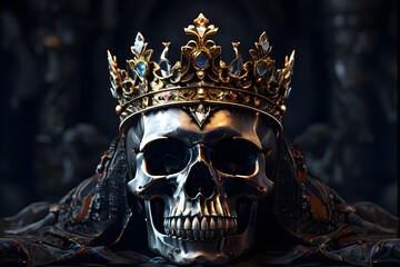 skull and crossbones on black background