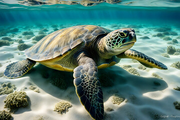 turtle swimming in the sea