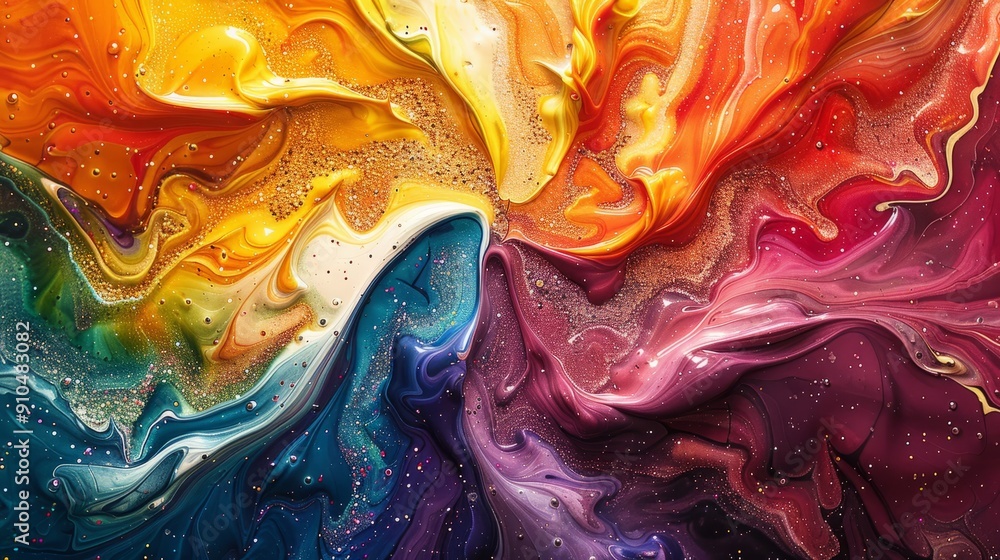 Poster vivid colorful abstract artwork with swirling patterns and textures