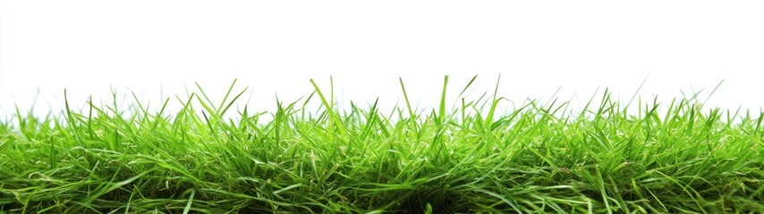 Obraz premium Lush Green Grass Blades Against White Background