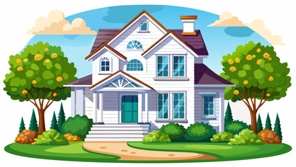 A Beautiful home with white background vector illustration