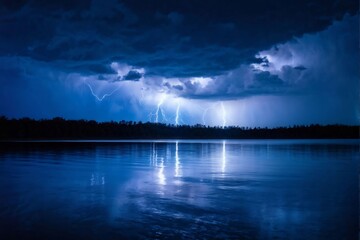 Fototapeta premium Lighting on the water 