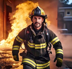 Fototapeta premium firefighter in action