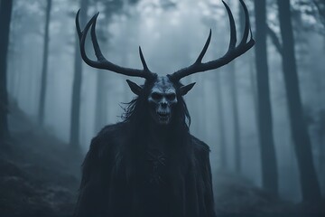 meet a antlers horrifying elongated teeth emerges head mists night monster wendigo pale sharp skin long claws creature devil daemon legend myth mythology folklore fantasy evil cannibal antler