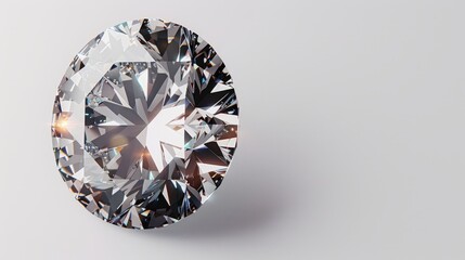 Isolated diamond top view sparkling on white background