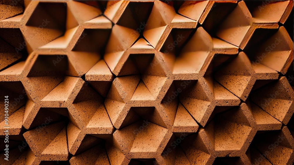Poster a macro photo of brick stacks used as a decorative element in architecture