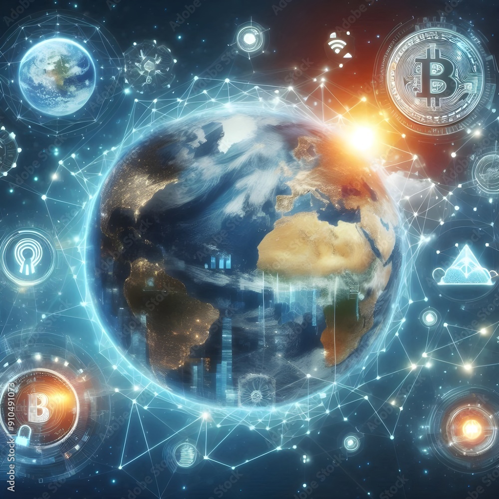 Poster this is communication technology for internet business. global world network and telecommunication o