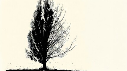 Obraz premium A monochrome image of a bare tree with empty branches