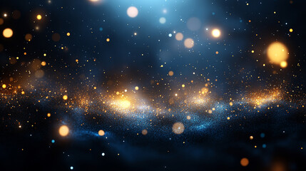 Obraz premium glittering lights with gold and blue hues create a magical, shimmering background, evoking feelings of luxury, elegance, and celebration