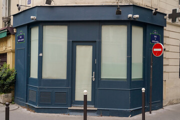 template for small storefront , parisian style boutique facade