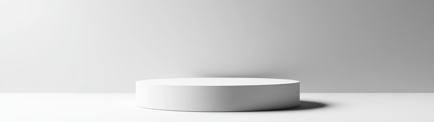 White Cylindrical Platform on a White Surface with a White Wall Behind