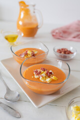 Freshly Prepared Salmorejo with Jamón and Egg