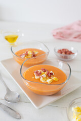 Freshly Prepared Salmorejo with Jamón and Egg