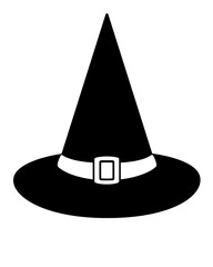 Witch hat - black vector silhouette for pictogram or logo. The witch's magic hat is a sign or icon.	