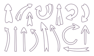 Collection of hand drawn arrows for education