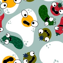 Autumn vegetable seamless tomatoes and cucumbers pattern for wrapping paper