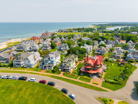 Luxury residential homes at Oak Bluffs, Marthas Vineyard, MA, USA