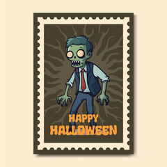 halloween zombie poster flyer card illustration background