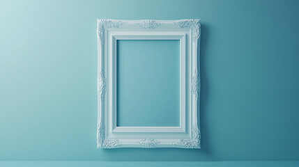 Ornate White Frame on Teal Blue Wall