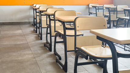Classroom in background without ,No student or teacher . modern classroom environment