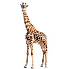 Naklejka premium adult giraffe standing on white background