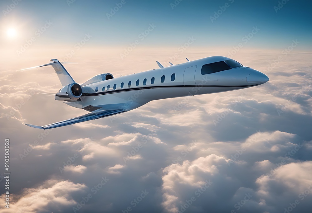 Wall mural jet private flying airplane clouds aeroplane cloud plane aircraft travel sky flight fly airliner avi