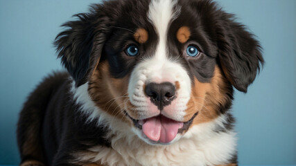 Adorable Bernese Mountain Dog Puppy with Playful Expression

