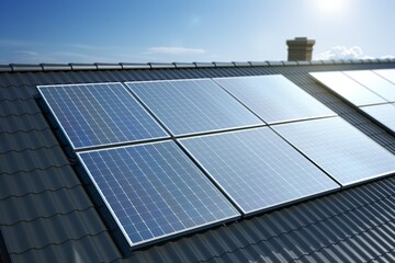 Obraz premium Solar panels generating clean energy on a roof