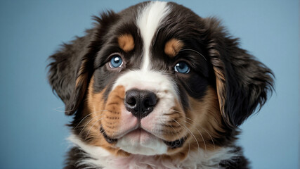 Adorable Bernese Mountain Dog Puppy with Playful Expression

