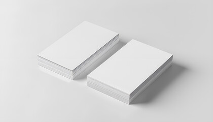 Blank business cards on light grey background. Mockup for design