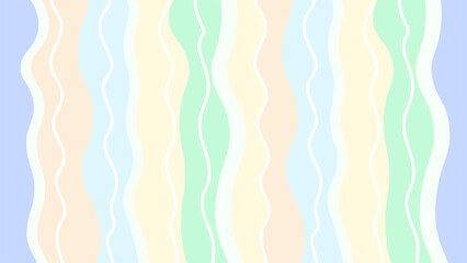 Wavy vertical stripes background in hand drawn style. Pastel colors