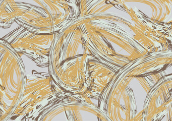 Fototapeta premium Ornamental backdrop with wavy lines in gray-golden-brown tonality for fashion trends or covers. Beautiful background as a kaleidoscope with lines in the shape of a circle for business, textiles, tiles