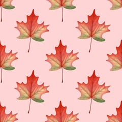 Fototapeta premium Seamless pattern dry maple.Autumn decoration.