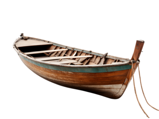 Wooden Boat isolated on transparent background