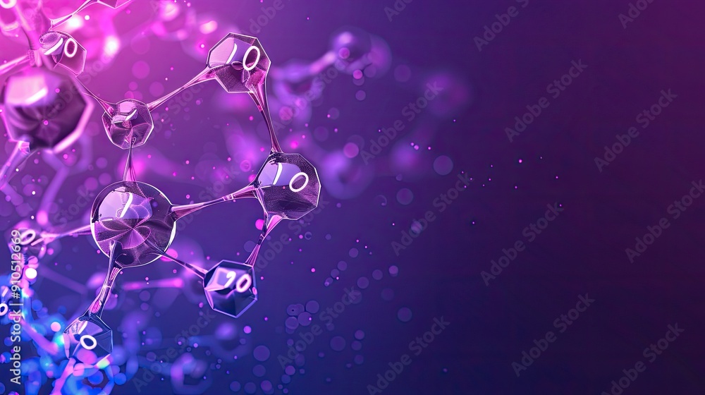 Poster a purple background with a bunch of small purple spheres. the spheres are arranged in a way that the