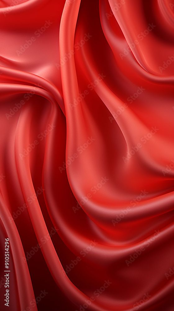 Poster the rich red satin fabric cascades in smooth, wavy patterns, creating a luxurious backdrop for vario