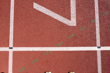 running track with number 7 for athletic competition, training, exercise in stadium 