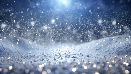 Fototapeta premium Close-Up of Snowy Landscape with Sparkling Blue Bokeh