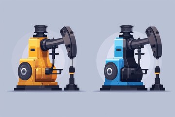 Two industrial pumps situated together, possibly in an industrial setting