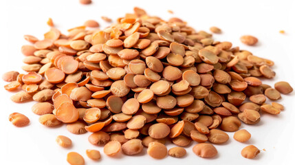 A whole pile of lentils isolated on white