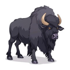 Bison Darkness element animal cartoon isolated whitebackground 16:9