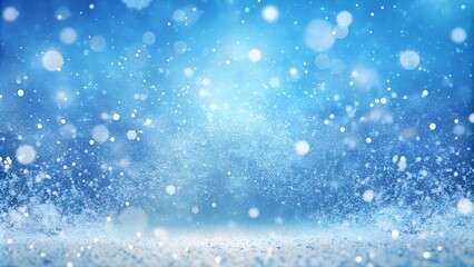 Fototapeta premium Sparkling Snowfall on a Frosty Blue Winter Background with Soft Light